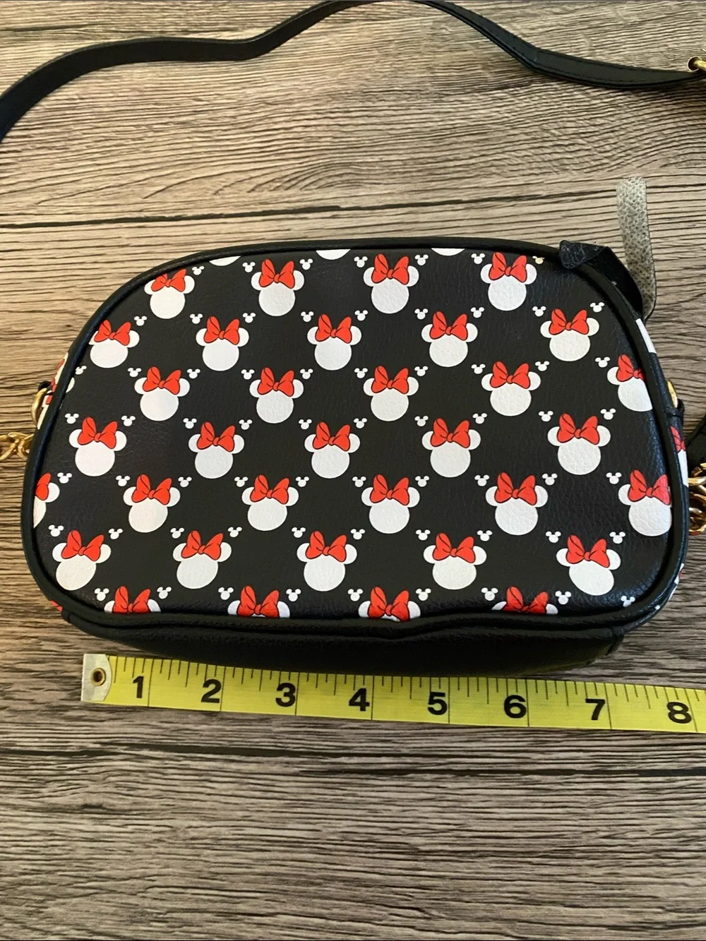 Minnie Mouse Disney Crossbody Bag with Red Bow Pattern